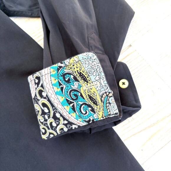 Banana Lemon‎ Stretch Black Dress Shirt With Contrast Pattern | Size M - Picture 3 of 9